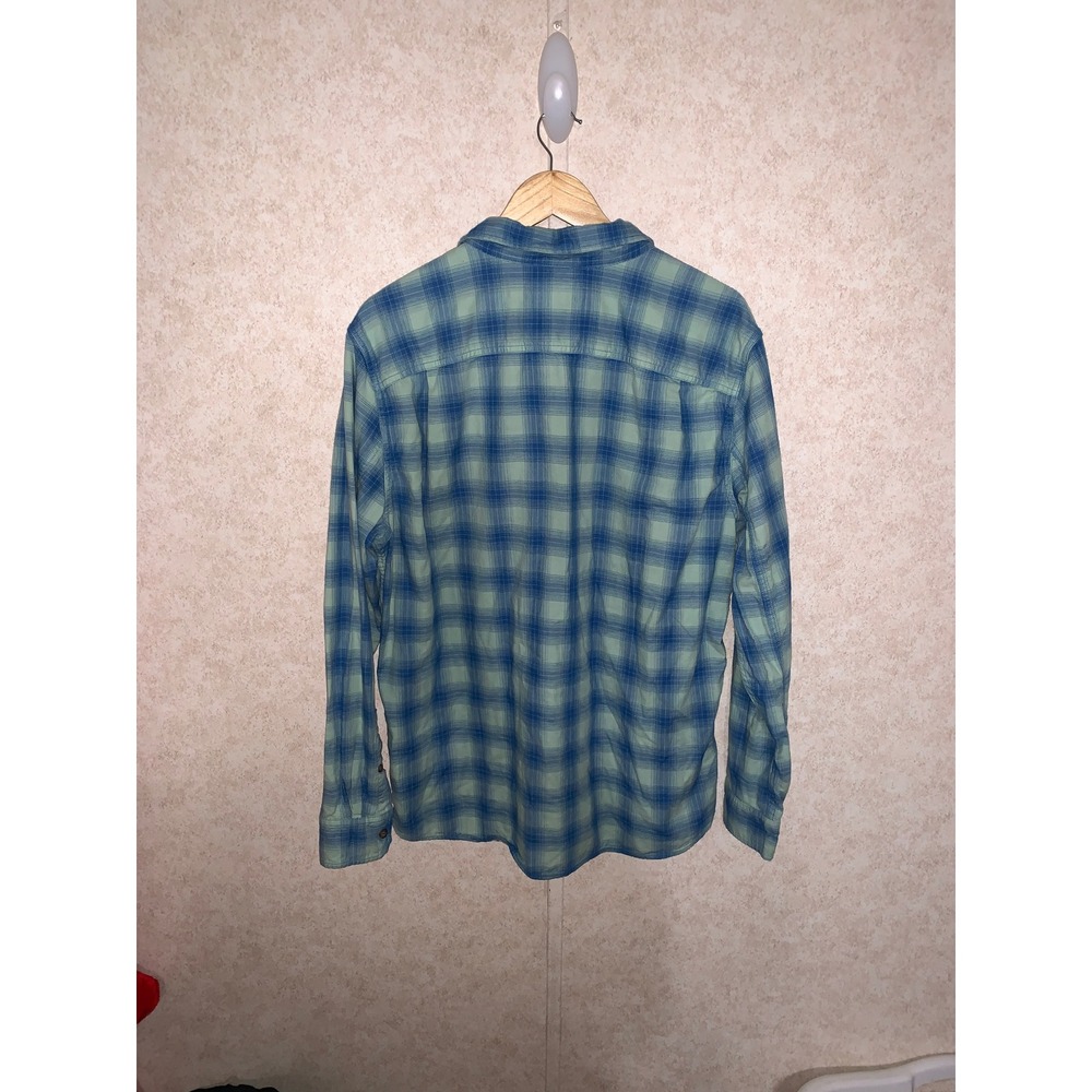 Even Tide Mens Regular Fit Blue Green Plaid Cotton Button Down Shirt L - Picture 5 of 11